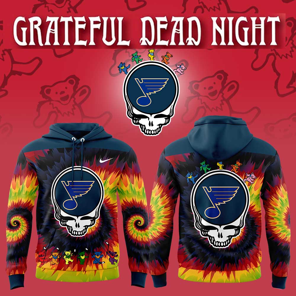 StLouis Blues Grateful Dead Night Hoodie - Famjoys StLouis Blues Grateful Dead Night Hoodie - Famjoys