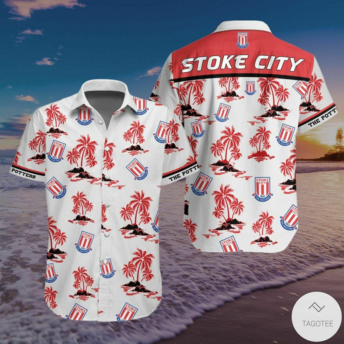 Stoke City F.c Hawaiian Shirt - Famjoys Stoke City F.c Hawaiian Shirt - Famjoys