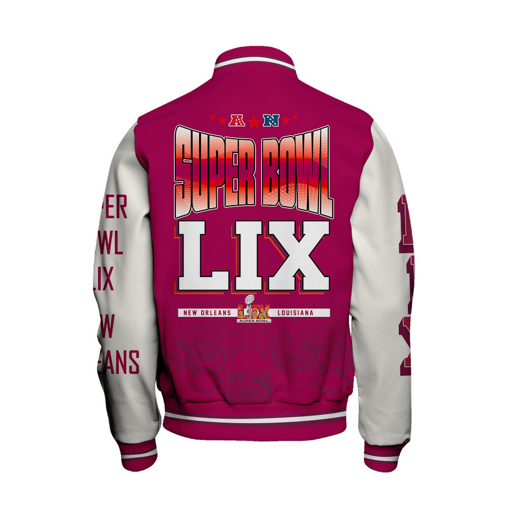 Super Bowl LIX National Football League New Orleans Varsity Jacket - Famjoys Super Bowl LIX National Football League New Orleans Varsity Jacket - Famjoys