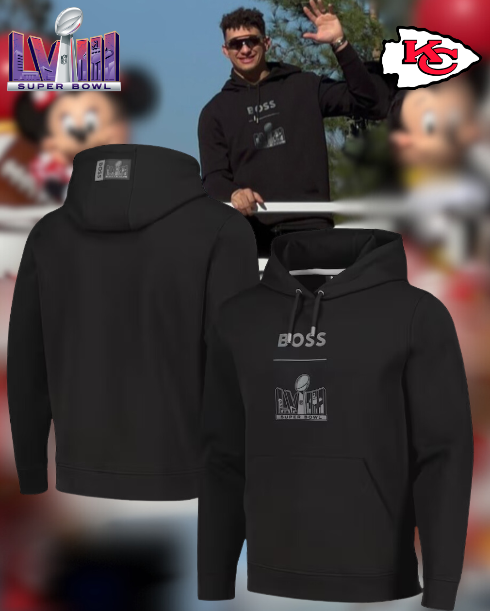 Super Bowl LVIII Hugo Boss Receiver Tri-Blend Pullover Hoodie – Black – SP13022420ID10 - Famjoys Super Bowl LVIII Hugo Boss Receiver Tri-Blend Pullover Hoodie – Black – SP13022420ID10 - Famjoys