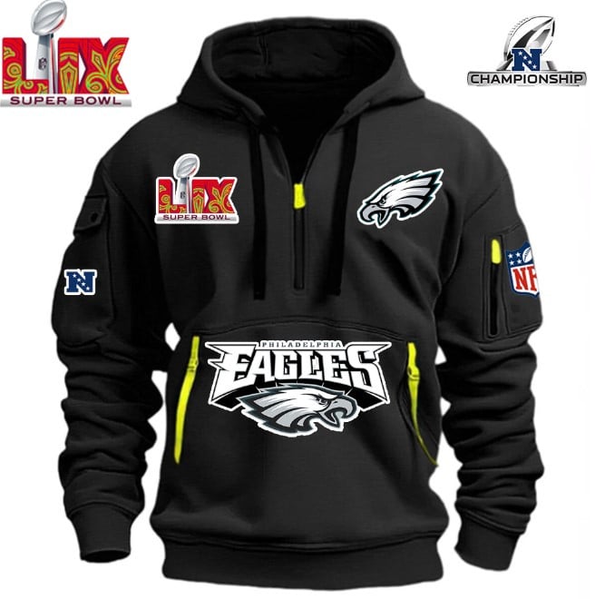 SUPER BOWL - Philadelphia Eagles - HOODIE HALF ZIPPER - QTA405111365 - Famjoys SUPER BOWL - Philadelphia Eagles - HOODIE HALF ZIPPER - QTA405111365 - Famjoys