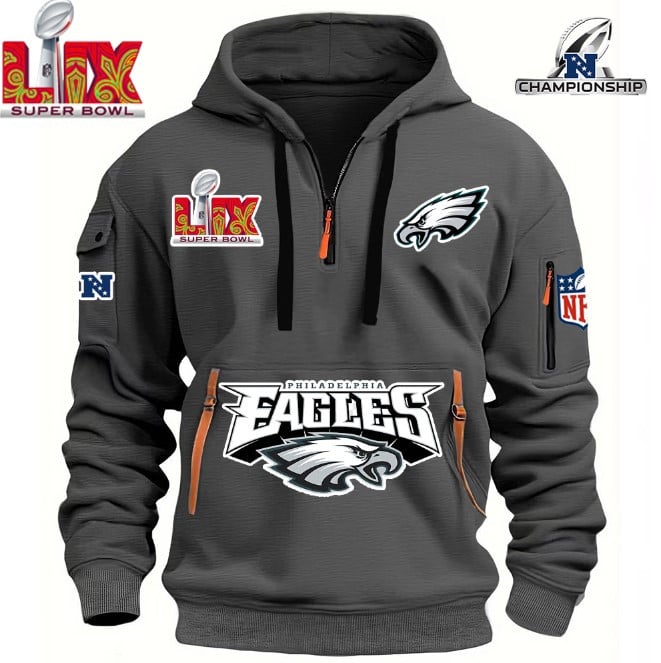 SUPER BOWL - Philadelphia Eagles - HOODIE HALF ZIPPER - QTA405111365 - Famjoys SUPER BOWL - Philadelphia Eagles - HOODIE HALF ZIPPER - QTA405111365 - Famjoys