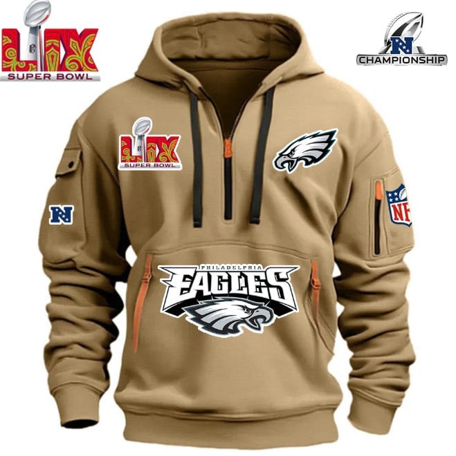 SUPER BOWL - Philadelphia Eagles - HOODIE HALF ZIPPER - QTA405111365 - Famjoys SUPER BOWL - Philadelphia Eagles - HOODIE HALF ZIPPER - QTA405111365 - Famjoys