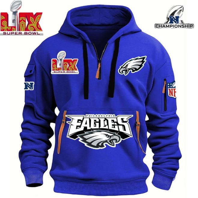 SUPER BOWL - Philadelphia Eagles - HOODIE HALF ZIPPER - QTA405111365 - Famjoys SUPER BOWL - Philadelphia Eagles - HOODIE HALF ZIPPER - QTA405111365 - Famjoys