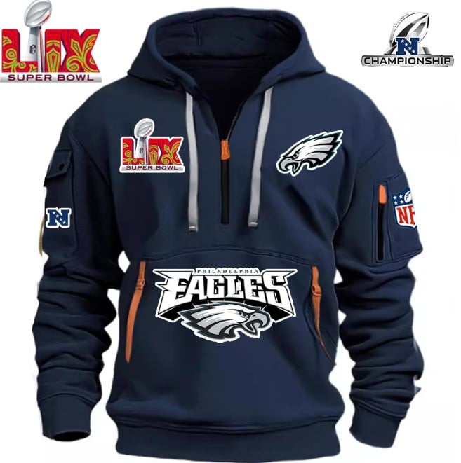 SUPER BOWL - Philadelphia Eagles - HOODIE HALF ZIPPER - QTA405111365 - Famjoys SUPER BOWL - Philadelphia Eagles - HOODIE HALF ZIPPER - QTA405111365 - Famjoys