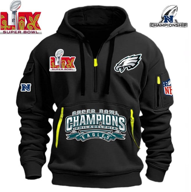 SUPER BOWL - Philadelphia Eagles - HOODIE HALF ZIPPER - QTA405111367 - Famjoys SUPER BOWL - Philadelphia Eagles - HOODIE HALF ZIPPER - QTA405111367 - Famjoys