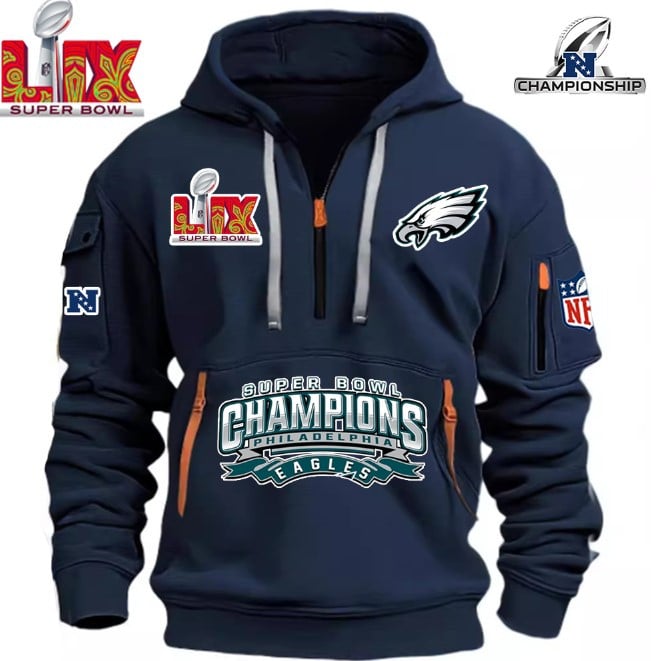 SUPER BOWL - Philadelphia Eagles - HOODIE HALF ZIPPER - QTA405111367 - Famjoys SUPER BOWL - Philadelphia Eagles - HOODIE HALF ZIPPER - QTA405111367 - Famjoys