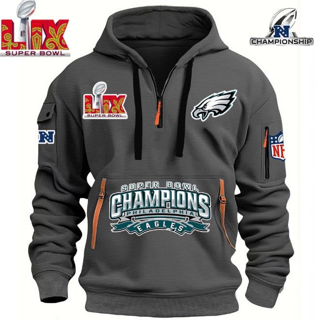 SUPER BOWL - Philadelphia Eagles - HOODIE HALF ZIPPER - QTA405111367 - Famjoys SUPER BOWL - Philadelphia Eagles - HOODIE HALF ZIPPER - QTA405111367 - Famjoys