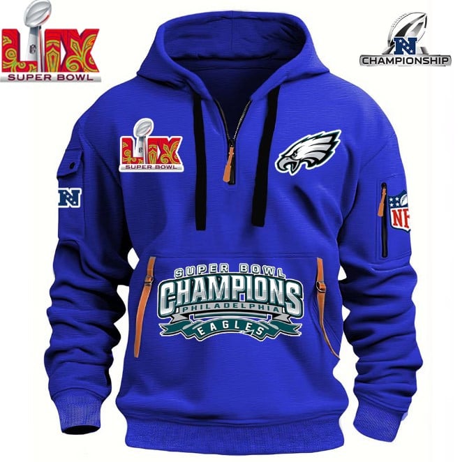 SUPER BOWL - Philadelphia Eagles - HOODIE HALF ZIPPER - QTA405111367 - Famjoys SUPER BOWL - Philadelphia Eagles - HOODIE HALF ZIPPER - QTA405111367 - Famjoys