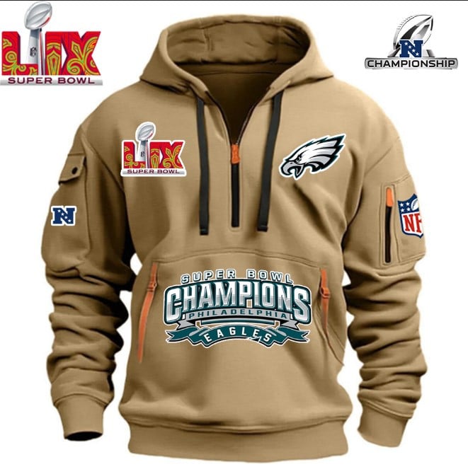 SUPER BOWL - Philadelphia Eagles - HOODIE HALF ZIPPER - QTA405111367 - Famjoys SUPER BOWL - Philadelphia Eagles - HOODIE HALF ZIPPER - QTA405111367 - Famjoys