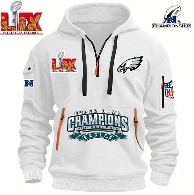 SUPER BOWL - Philadelphia Eagles - HOODIE HALF ZIPPER - QTA405111367 - Famjoys SUPER BOWL - Philadelphia Eagles - HOODIE HALF ZIPPER - QTA405111367 - Famjoys