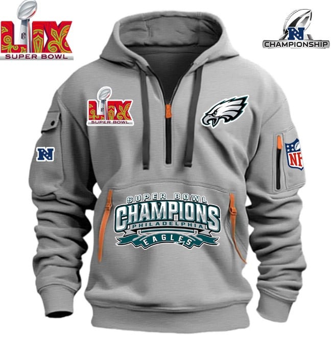 SUPER BOWL - Philadelphia Eagles - HOODIE HALF ZIPPER - QTA405111367 - Famjoys SUPER BOWL - Philadelphia Eagles - HOODIE HALF ZIPPER - QTA405111367 - Famjoys