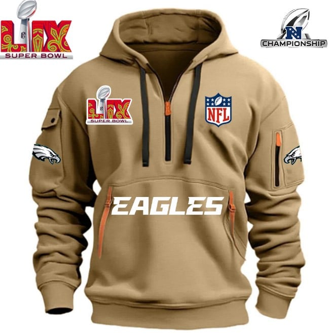 SUPER BOWL - Philadelphia Eagles - HOODIE HALF ZIPPER - QTA405111369 - Famjoys SUPER BOWL - Philadelphia Eagles - HOODIE HALF ZIPPER - QTA405111369 - Famjoys