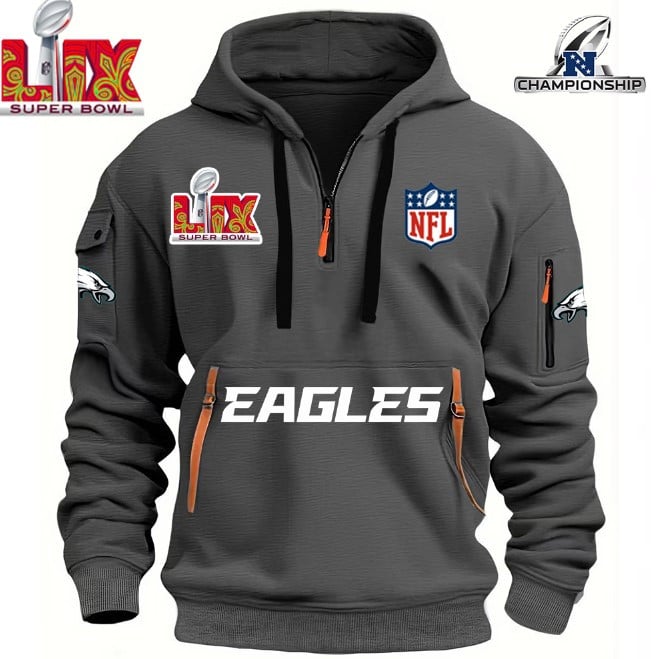 SUPER BOWL - Philadelphia Eagles - HOODIE HALF ZIPPER - QTA405111369 - Famjoys SUPER BOWL - Philadelphia Eagles - HOODIE HALF ZIPPER - QTA405111369 - Famjoys