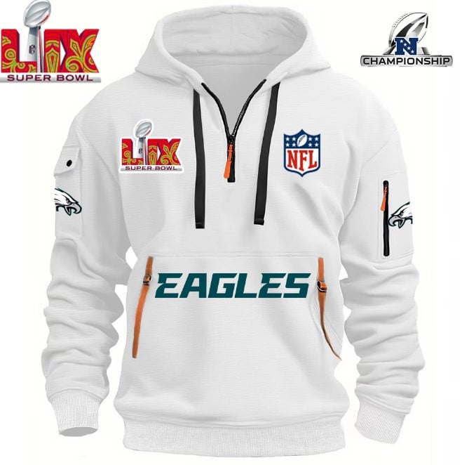 SUPER BOWL - Philadelphia Eagles - HOODIE HALF ZIPPER - QTA405111369 - Famjoys SUPER BOWL - Philadelphia Eagles - HOODIE HALF ZIPPER - QTA405111369 - Famjoys