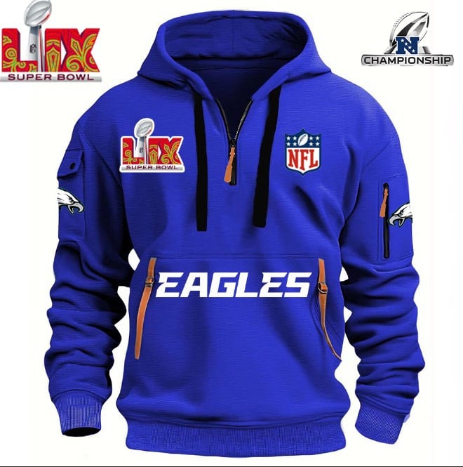 SUPER BOWL - Philadelphia Eagles - HOODIE HALF ZIPPER - QTA405111369 - Famjoys SUPER BOWL - Philadelphia Eagles - HOODIE HALF ZIPPER - QTA405111369 - Famjoys