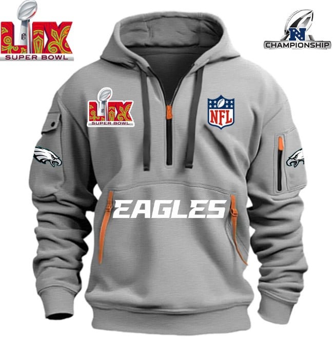 SUPER BOWL - Philadelphia Eagles - HOODIE HALF ZIPPER - QTA405111369 - Famjoys SUPER BOWL - Philadelphia Eagles - HOODIE HALF ZIPPER - QTA405111369 - Famjoys