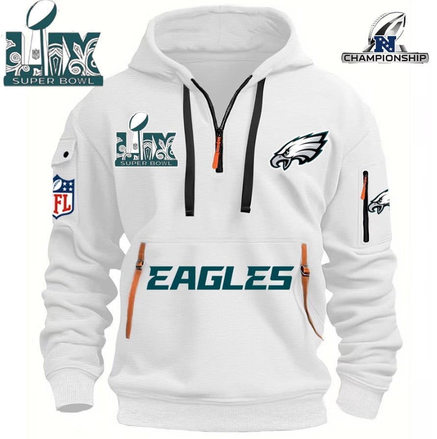 SUPER BOWL - Philadelphia Eagles - HOODIE HALF ZIPPER - QTA405111376 - Famjoys SUPER BOWL - Philadelphia Eagles - HOODIE HALF ZIPPER - QTA405111376 - Famjoys