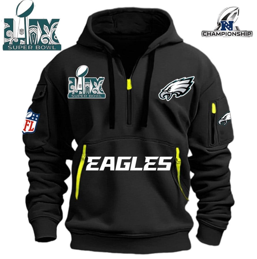 SUPER BOWL - Philadelphia Eagles - HOODIE HALF ZIPPER - QTA405111376 - Famjoys SUPER BOWL - Philadelphia Eagles - HOODIE HALF ZIPPER - QTA405111376 - Famjoys