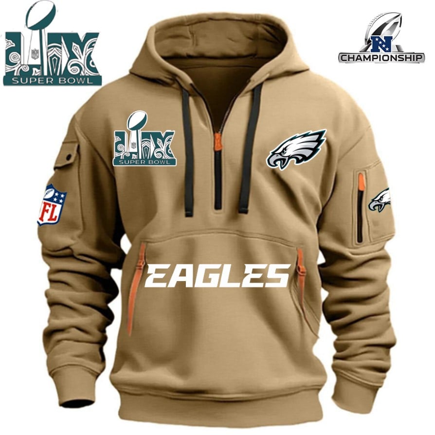 SUPER BOWL - Philadelphia Eagles - HOODIE HALF ZIPPER - QTA405111376 - Famjoys SUPER BOWL - Philadelphia Eagles - HOODIE HALF ZIPPER - QTA405111376 - Famjoys