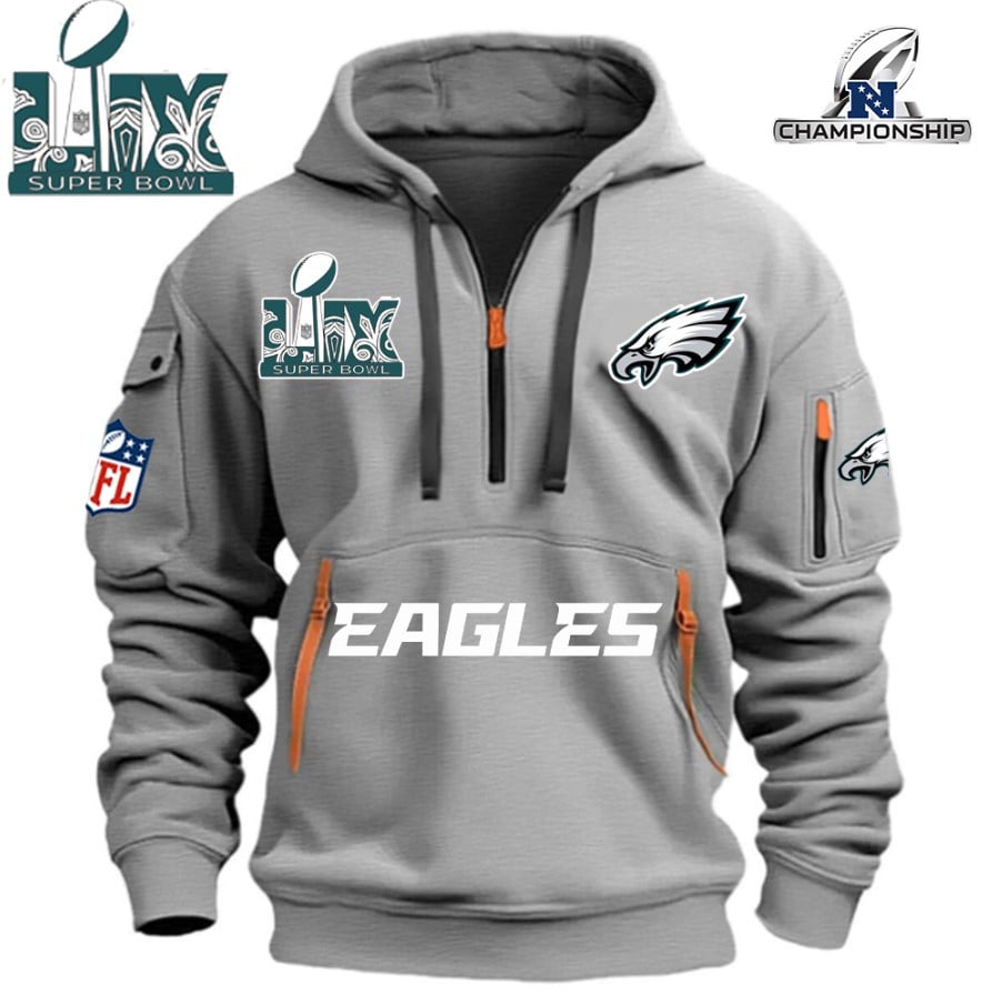 SUPER BOWL - Philadelphia Eagles - HOODIE HALF ZIPPER - QTA405111376 - Famjoys SUPER BOWL - Philadelphia Eagles - HOODIE HALF ZIPPER - QTA405111376 - Famjoys