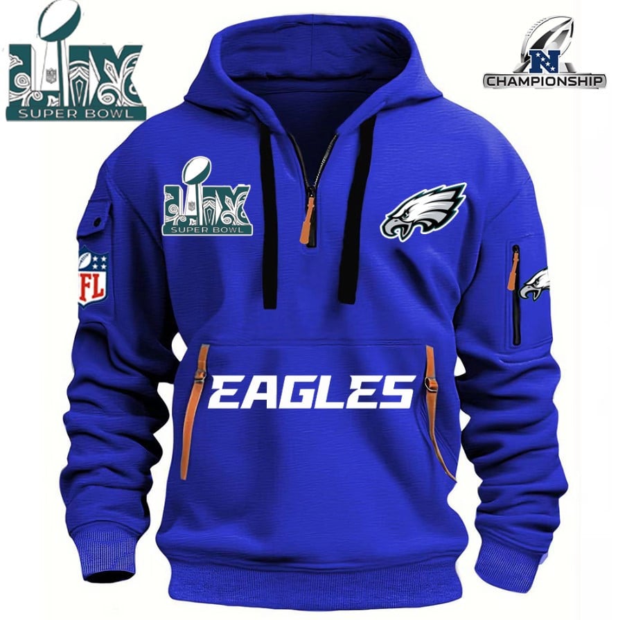SUPER BOWL - Philadelphia Eagles - HOODIE HALF ZIPPER - QTA405111376 - Famjoys SUPER BOWL - Philadelphia Eagles - HOODIE HALF ZIPPER - QTA405111376 - Famjoys