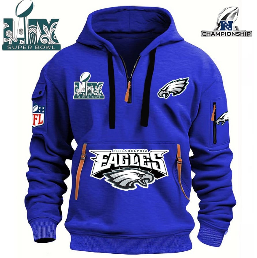 SUPER BOWL - Philadelphia Eagles - HOODIE HALF ZIPPER - QTA405111377 - Famjoys SUPER BOWL - Philadelphia Eagles - HOODIE HALF ZIPPER - QTA405111377 - Famjoys