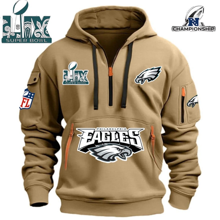 SUPER BOWL - Philadelphia Eagles - HOODIE HALF ZIPPER - QTA405111377 - Famjoys SUPER BOWL - Philadelphia Eagles - HOODIE HALF ZIPPER - QTA405111377 - Famjoys