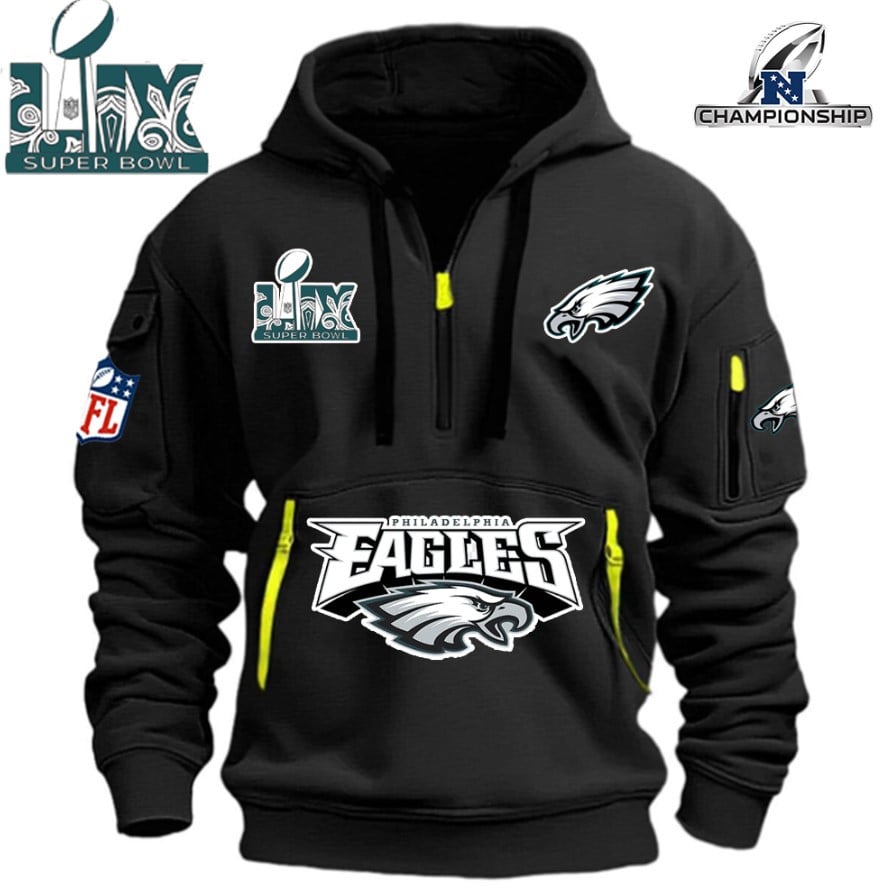 SUPER BOWL - Philadelphia Eagles - HOODIE HALF ZIPPER - QTA405111377 - Famjoys SUPER BOWL - Philadelphia Eagles - HOODIE HALF ZIPPER - QTA405111377 - Famjoys