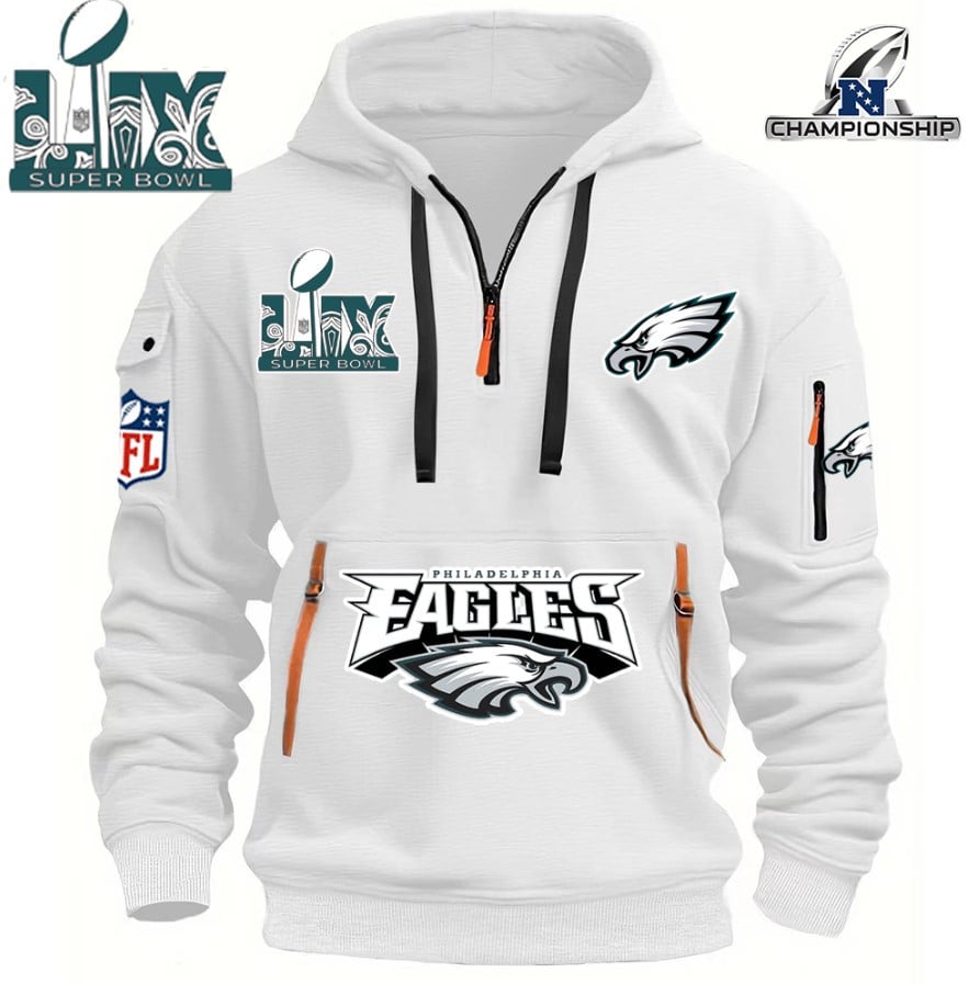 SUPER BOWL - Philadelphia Eagles - HOODIE HALF ZIPPER - QTA405111377 - Famjoys SUPER BOWL - Philadelphia Eagles - HOODIE HALF ZIPPER - QTA405111377 - Famjoys