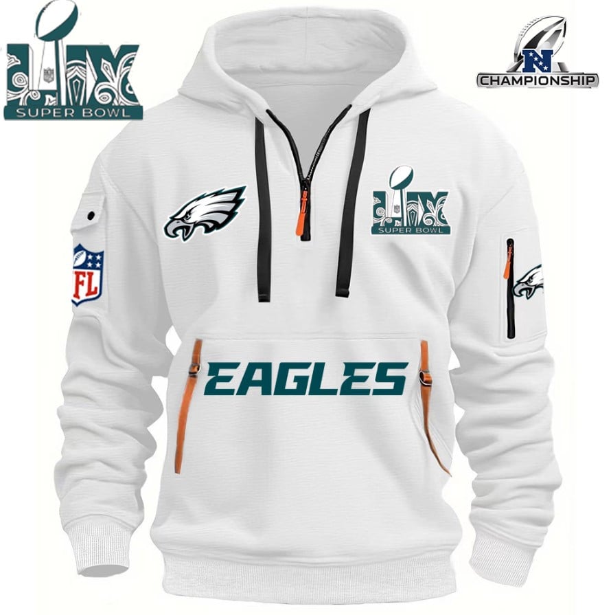 SUPER BOWL - Philadelphia Eagles - HOODIE HALF ZIPPER - QTA405111378 - Famjoys SUPER BOWL - Philadelphia Eagles - HOODIE HALF ZIPPER - QTA405111378 - Famjoys