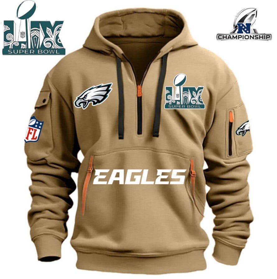 SUPER BOWL - Philadelphia Eagles - HOODIE HALF ZIPPER - QTA405111378 - Famjoys SUPER BOWL - Philadelphia Eagles - HOODIE HALF ZIPPER - QTA405111378 - Famjoys