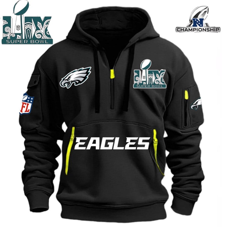 SUPER BOWL - Philadelphia Eagles - HOODIE HALF ZIPPER - QTA405111378 - Famjoys SUPER BOWL - Philadelphia Eagles - HOODIE HALF ZIPPER - QTA405111378 - Famjoys