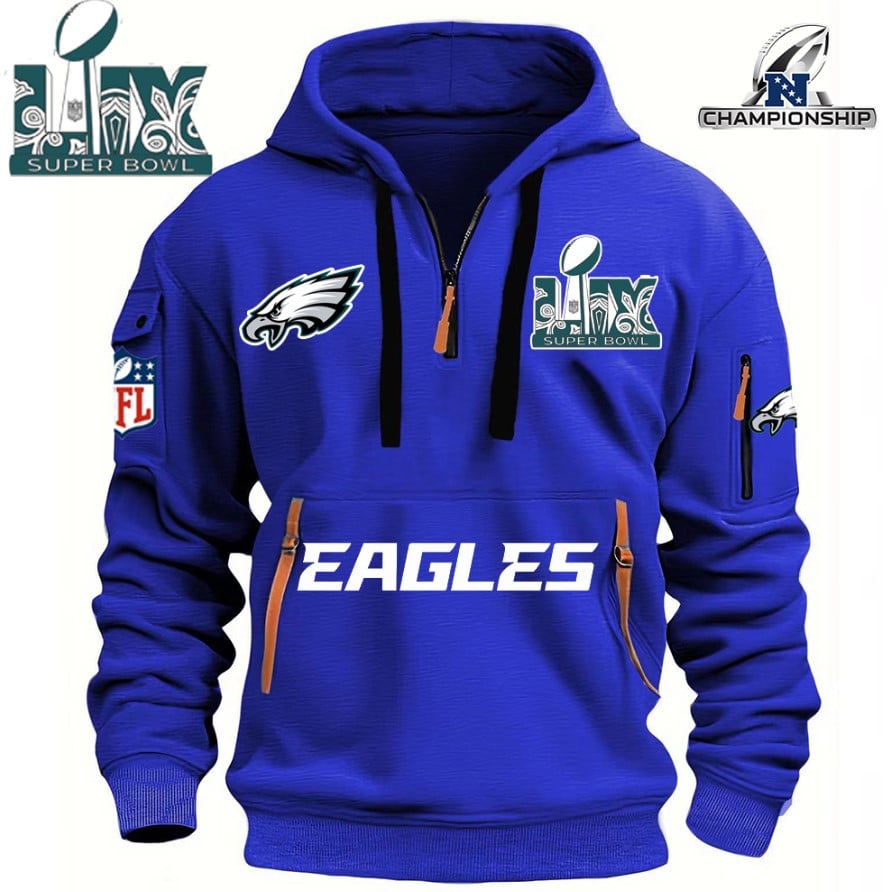 SUPER BOWL - Philadelphia Eagles - HOODIE HALF ZIPPER - QTA405111378 - Famjoys SUPER BOWL - Philadelphia Eagles - HOODIE HALF ZIPPER - QTA405111378 - Famjoys