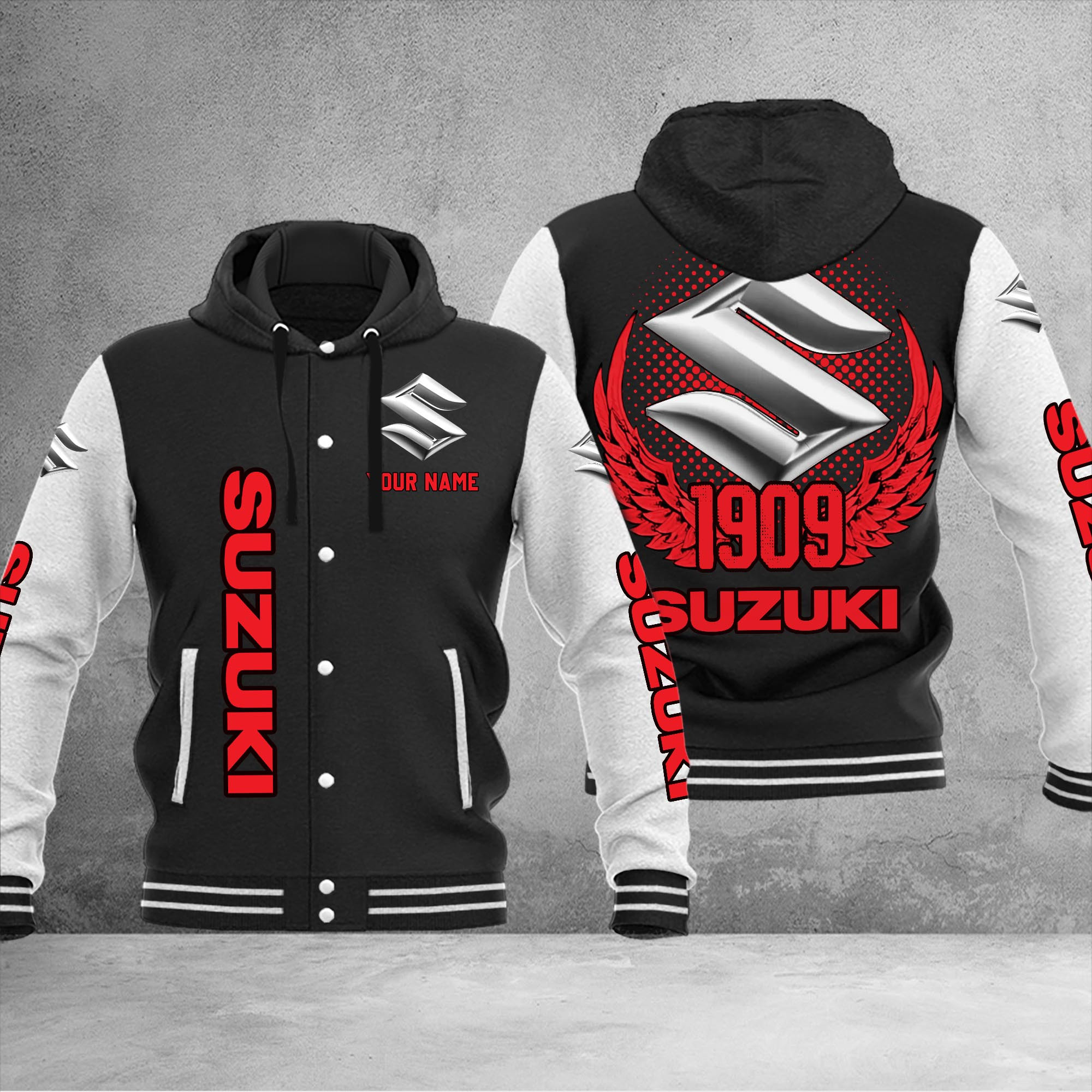 Suzuki DMHJ1084 Baseball Jacket Multicolor - Famjoys Suzuki DMHJ1084 Baseball Jacket Multicolor - Famjoys