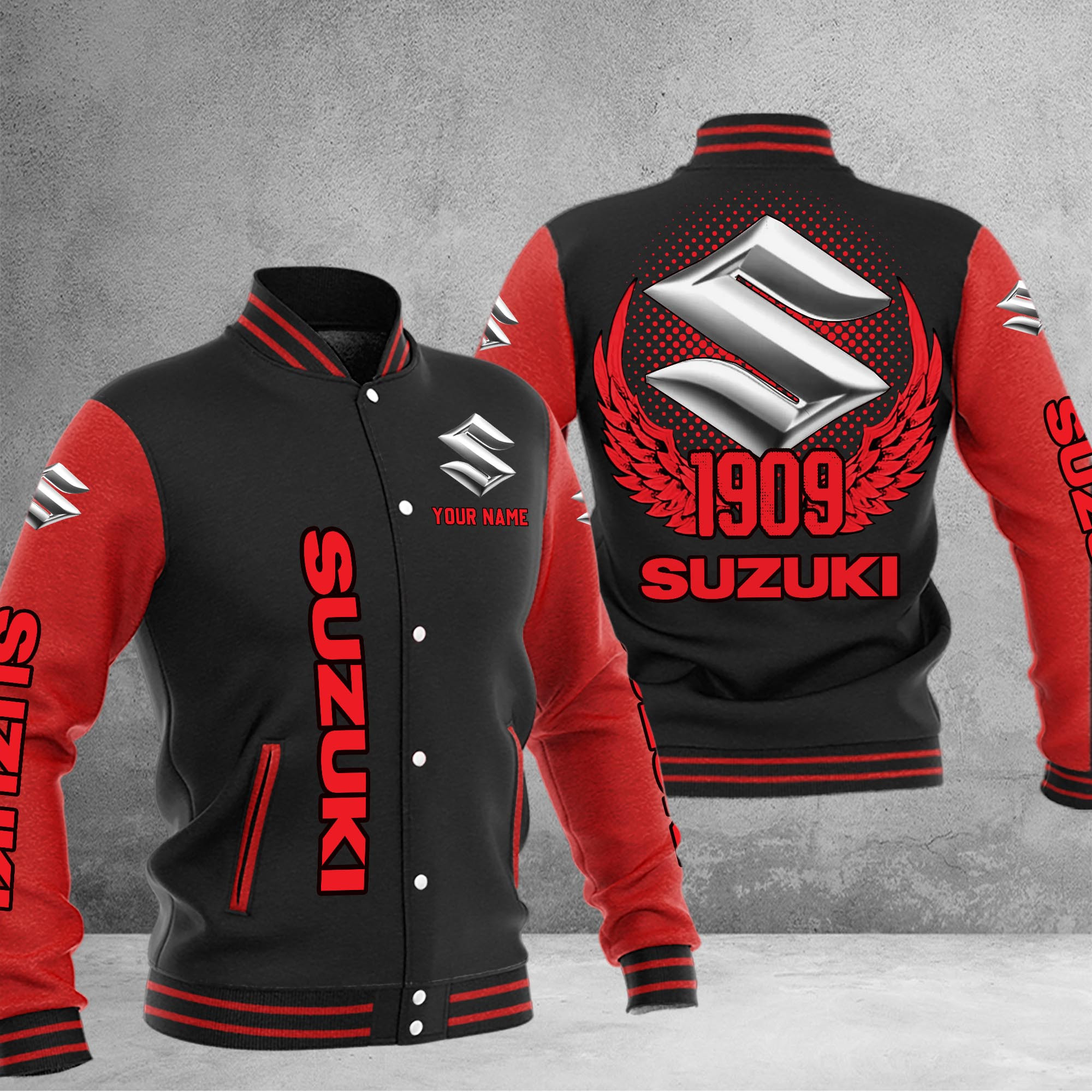 Suzuki DMHJ1084 Baseball Jacket Multicolor - Famjoys Suzuki DMHJ1084 Baseball Jacket Multicolor - Famjoys