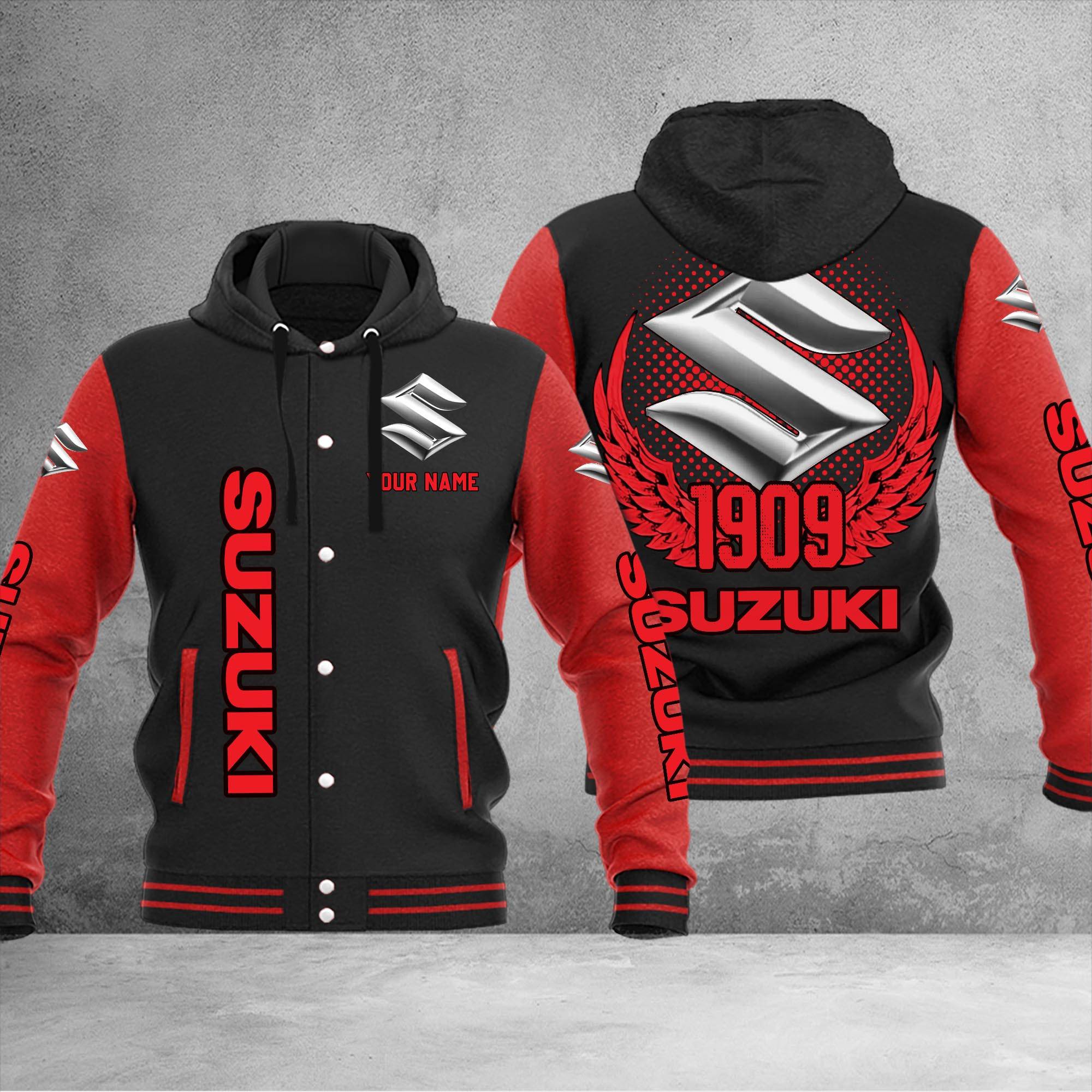 Suzuki DMHJ1084 Baseball Jacket Multicolor - Famjoys Suzuki DMHJ1084 Baseball Jacket Multicolor - Famjoys