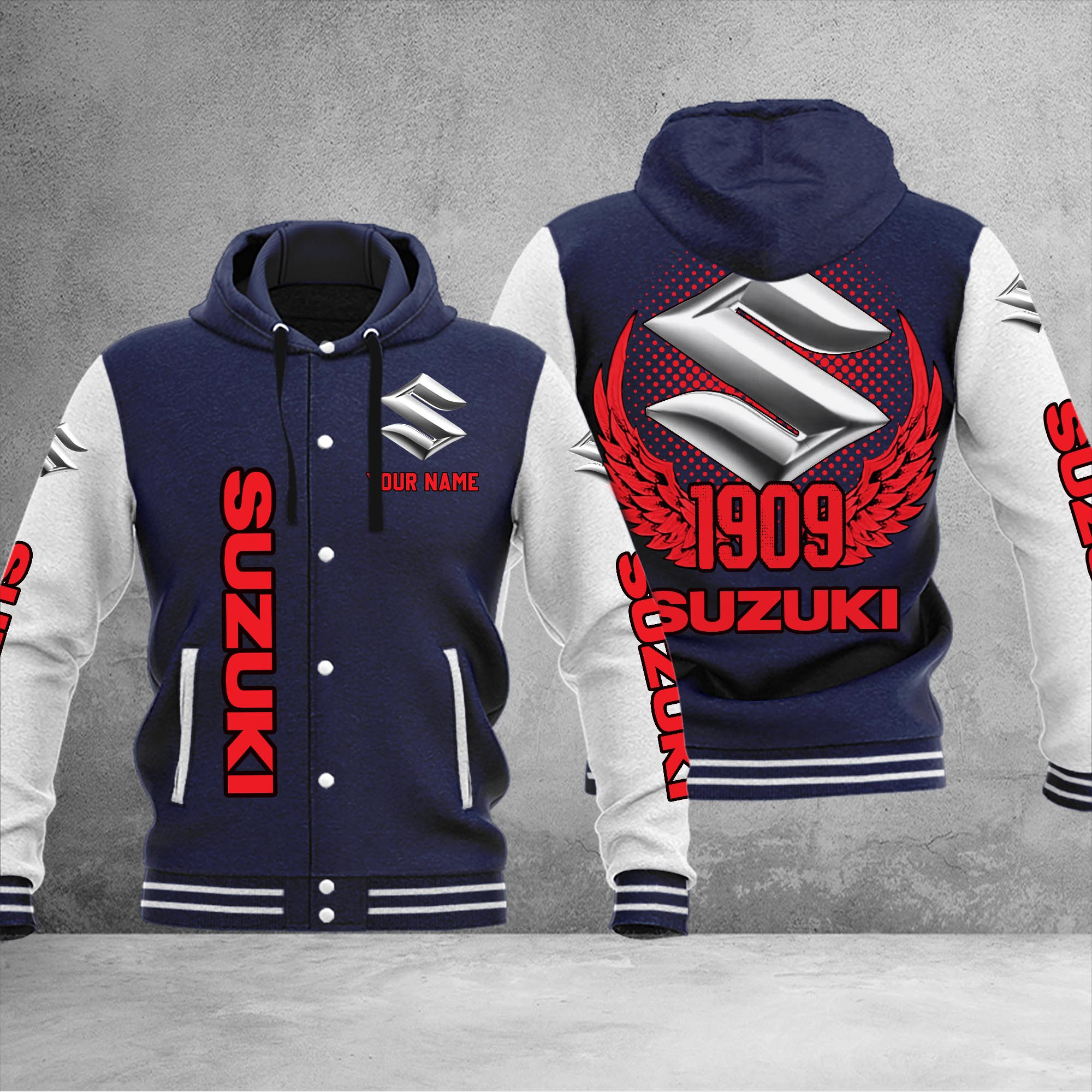 Suzuki DMHJ1084 Baseball Jacket Multicolor - Famjoys Suzuki DMHJ1084 Baseball Jacket Multicolor - Famjoys