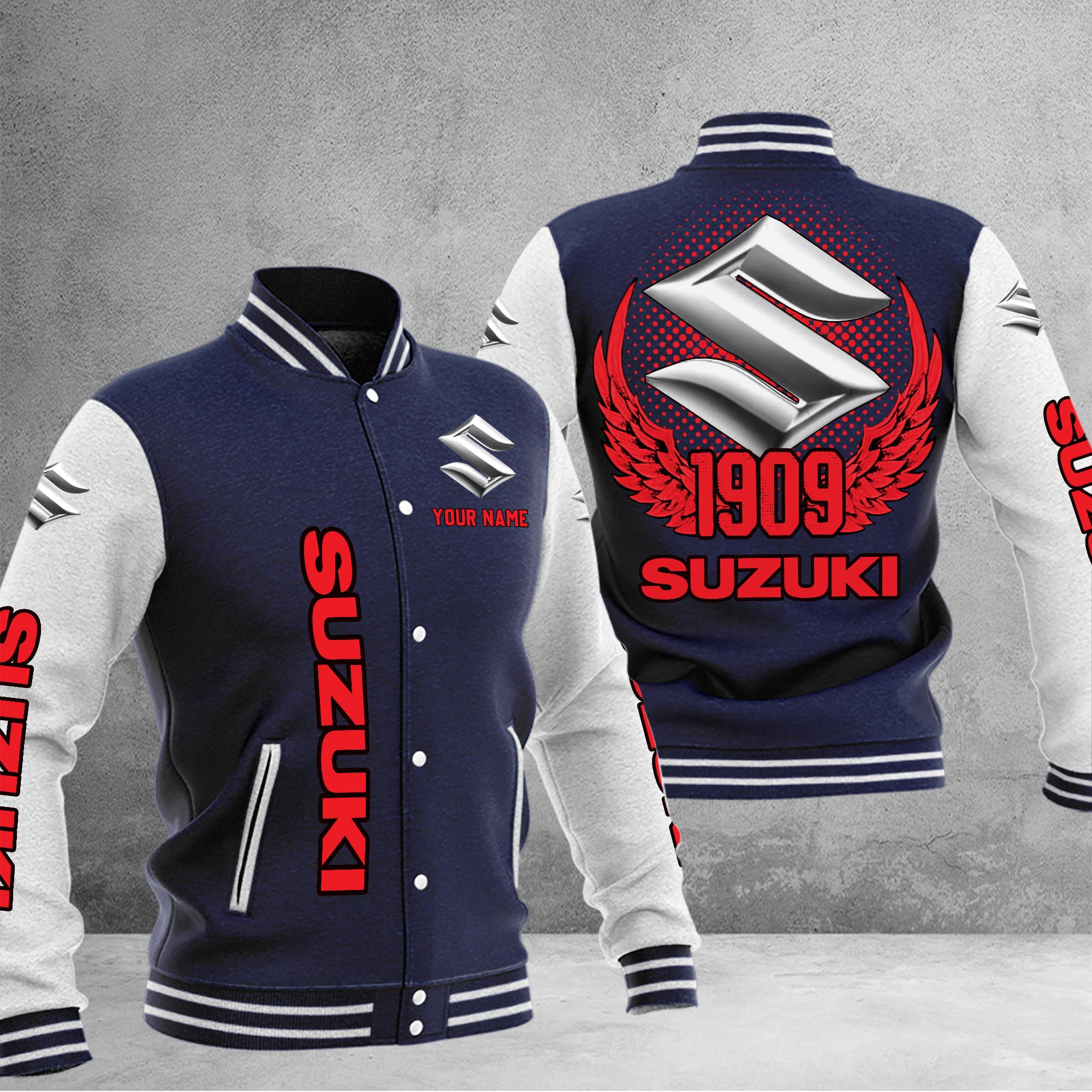 Suzuki DMHJ1084 Baseball Jacket Multicolor - Famjoys Suzuki DMHJ1084 Baseball Jacket Multicolor - Famjoys