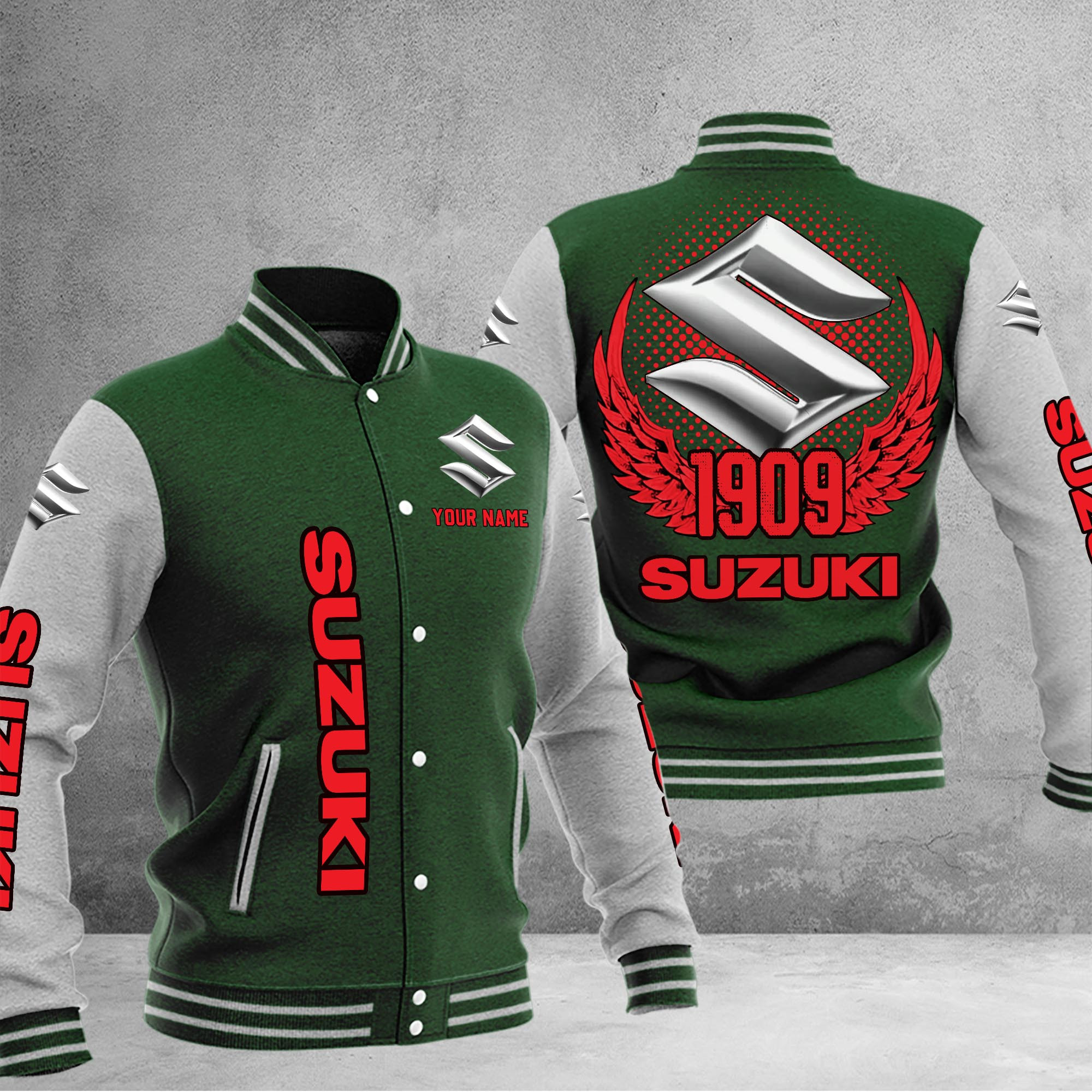 Suzuki DMHJ1084 Baseball Jacket Multicolor - Famjoys Suzuki DMHJ1084 Baseball Jacket Multicolor - Famjoys