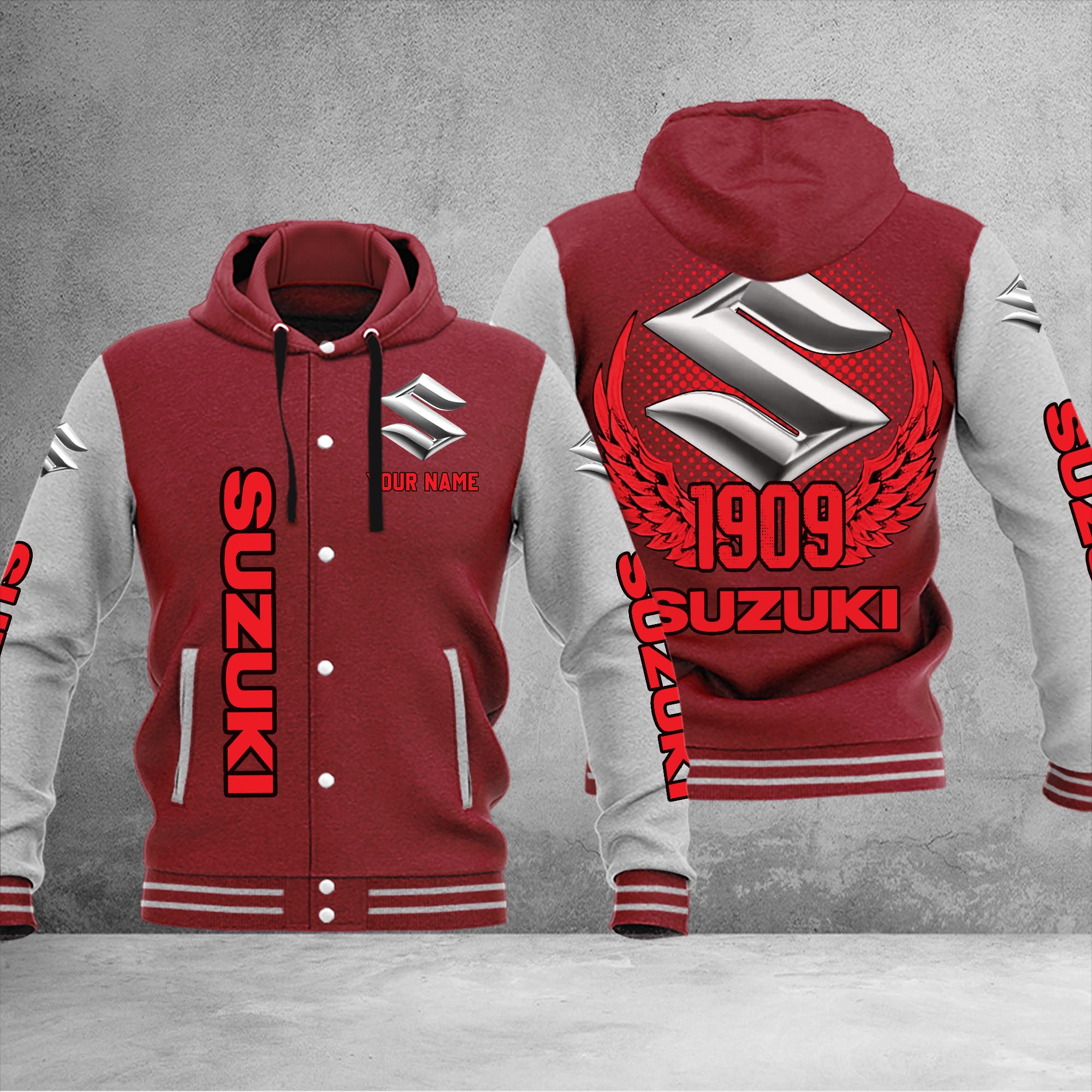 Suzuki DMHJ1084 Baseball Jacket Multicolor - Famjoys Suzuki DMHJ1084 Baseball Jacket Multicolor - Famjoys