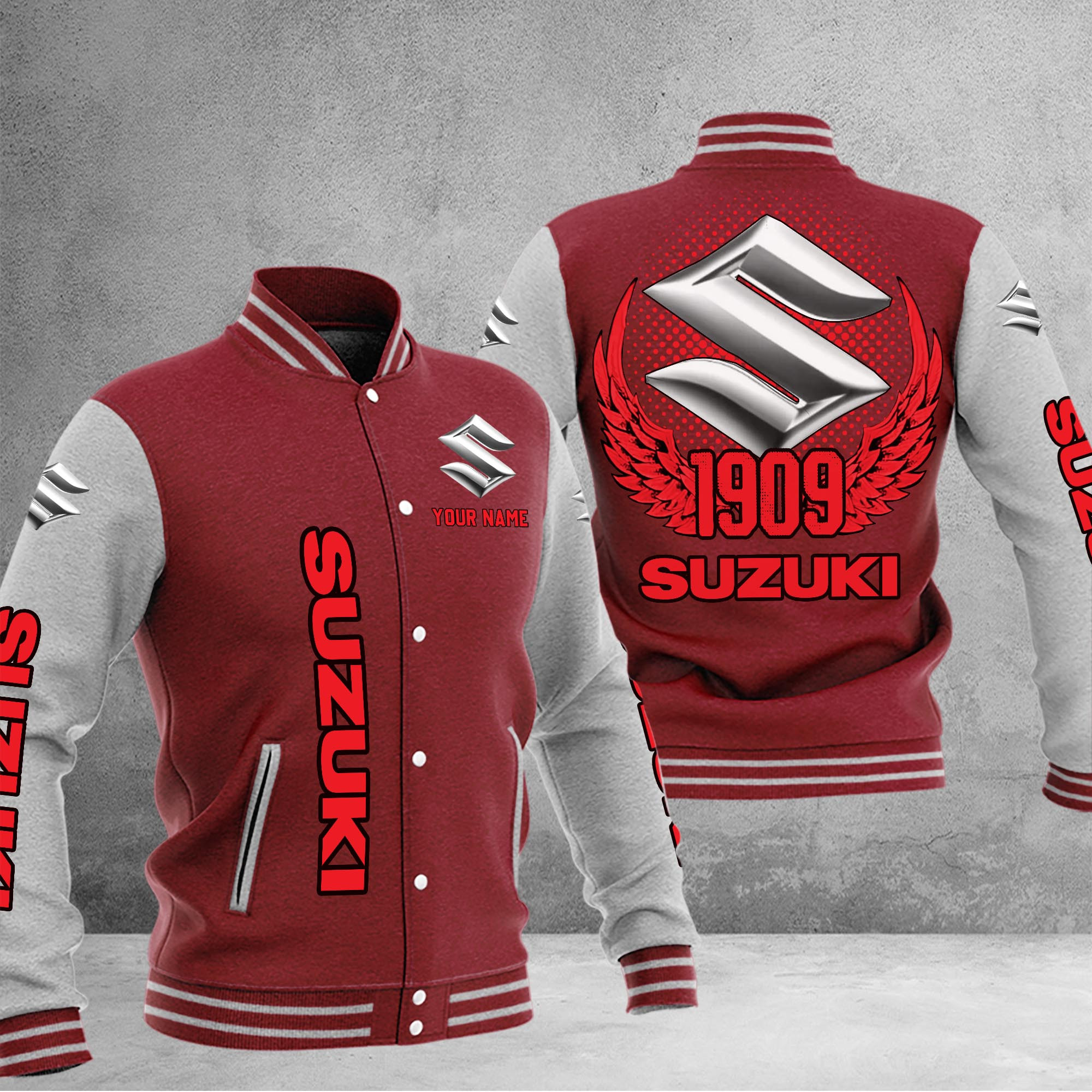 Suzuki DMHJ1084 Baseball Jacket Multicolor - Famjoys Suzuki DMHJ1084 Baseball Jacket Multicolor - Famjoys