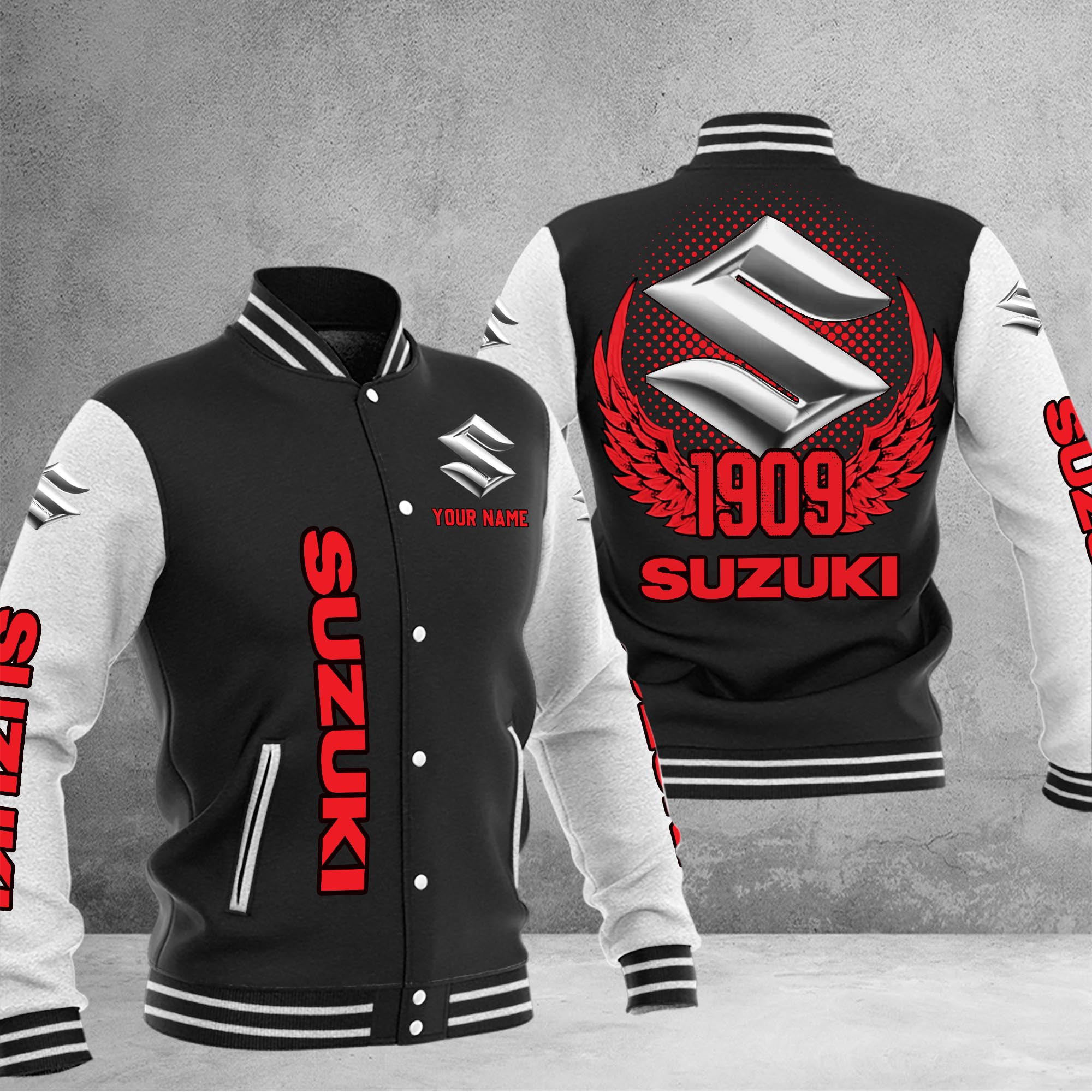 Suzuki DMHJ1084 Baseball Jacket Multicolor - Famjoys Suzuki DMHJ1084 Baseball Jacket Multicolor - Famjoys
