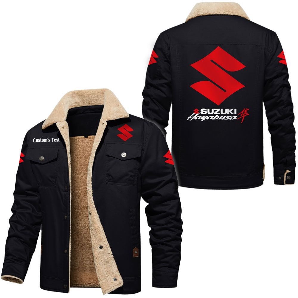 Suzuki Hayabusa Cargo Fleece Lined Cotton Jacket Multicolor, vintage style, customize name 