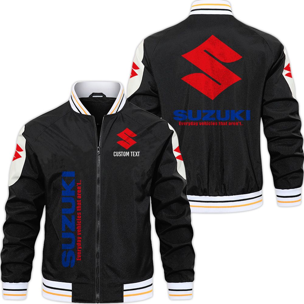 Suzuki Varsity Jacket, Zipper Jackets Customize Name - Famjoys Suzuki Varsity Jacket, Zipper Jackets Customize Name - Famjoys