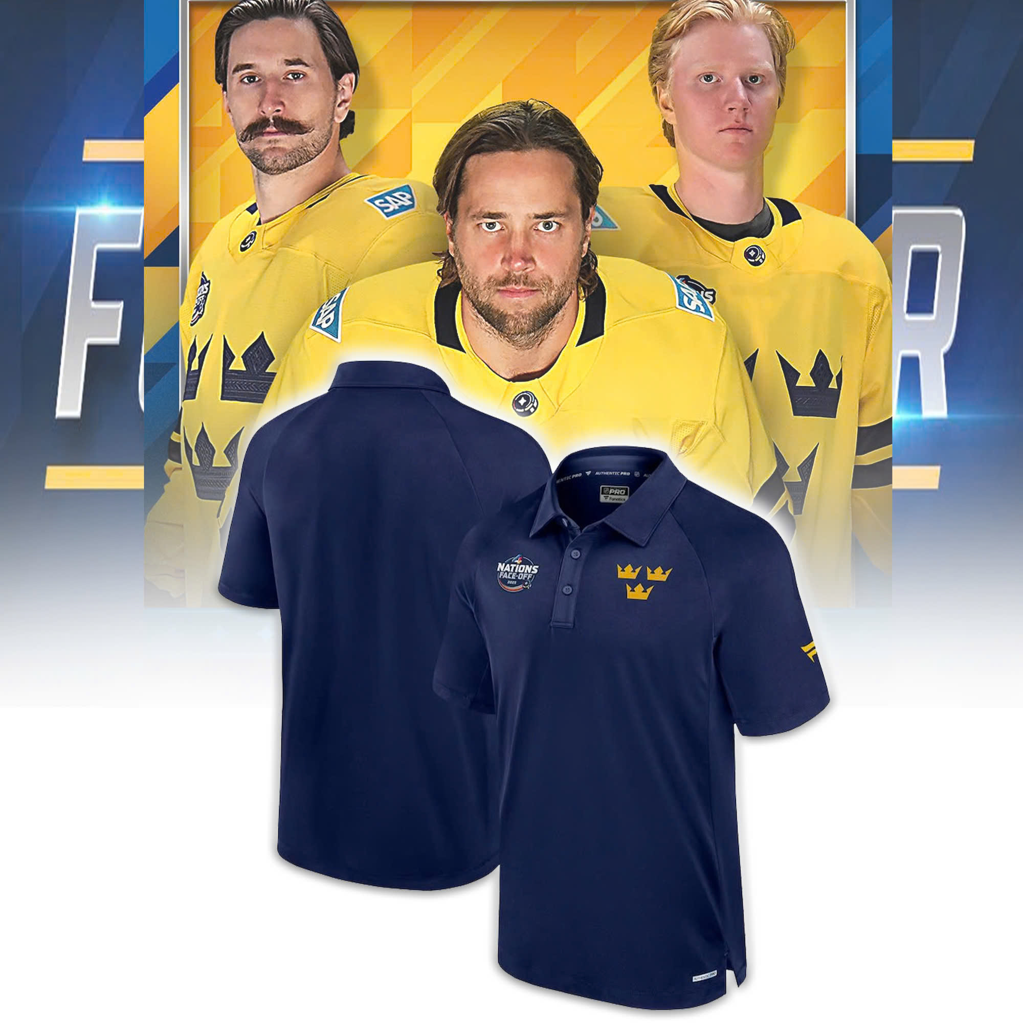 Sweden Men national ice hockey team 4 Nations Face-Off 2025 Combo Polo | Cap | Jogger - Famjoys Sweden Men national ice hockey team 4 Nations Face-Off 2025 Combo Polo | Cap | Jogger - Famjoys