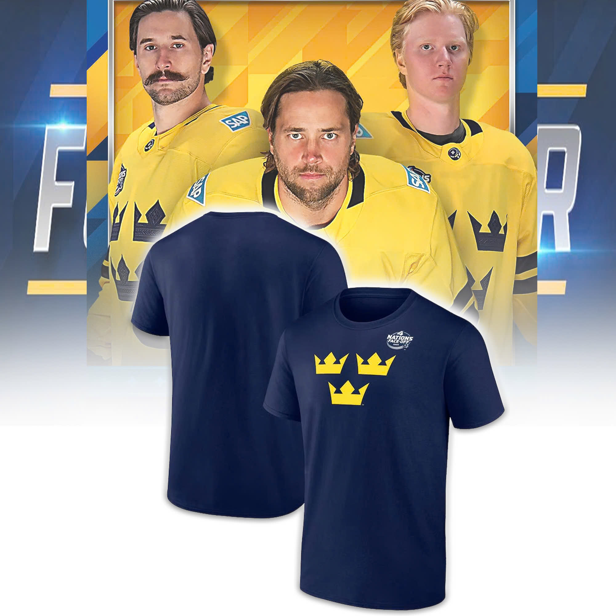 Sweden Men national ice hockey team 4 Nations Face-Off 2025 Combo Tshirt | Cap | Jogger - Famjoys Sweden Men national ice hockey team 4 Nations Face-Off 2025 Combo Tshirt | Cap | Jogger - Famjoys