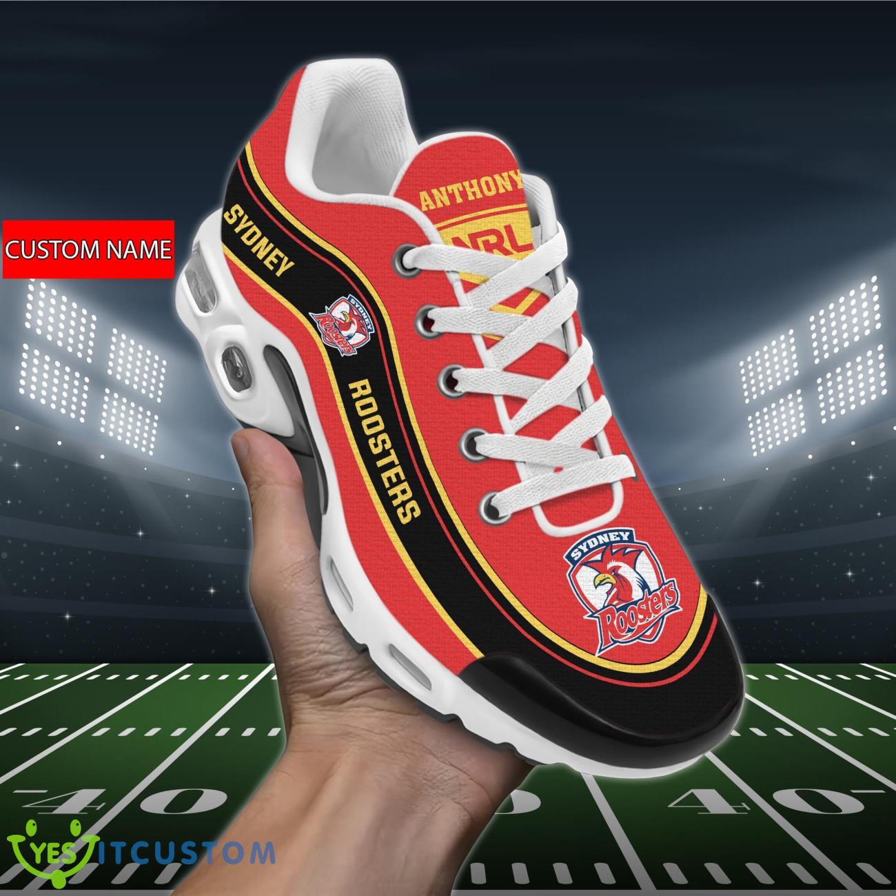 Sydney Roosters Personalized Name Air Cushion Sports Shoes Sneaker KLTNS220453 - Famjoys Sydney Roosters Personalized Name Air Cushion Sports Shoes Sneaker KLTNS220453 - Famjoys