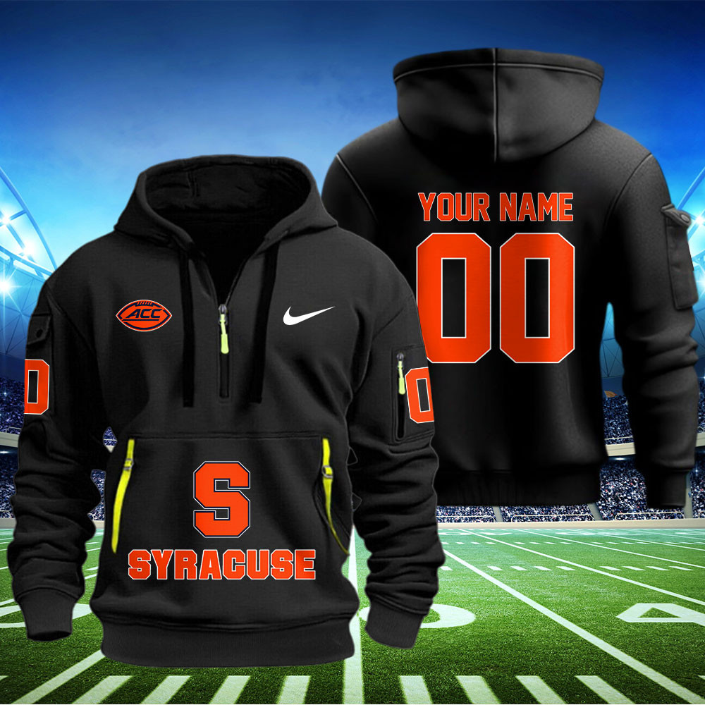 Syracuse Orange Football Quarter Zip Hoodie - Famjoys Syracuse Orange Football Quarter Zip Hoodie - Famjoys