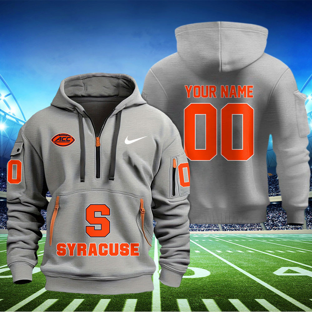 Syracuse Orange Football Quarter Zip Hoodie - Famjoys Syracuse Orange Football Quarter Zip Hoodie - Famjoys